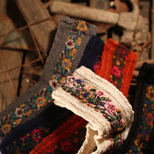 Women 5 Pairs Retro Ethnic Style Socks