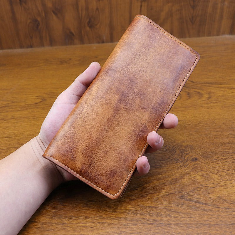 Retro Handmade Leather Multi-card Slots Long Wallet