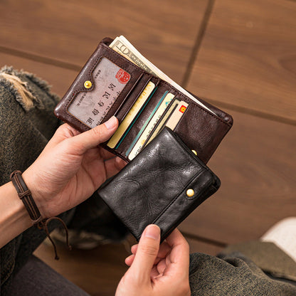 Retro Handmade Leather Card Holders Short Wallet
