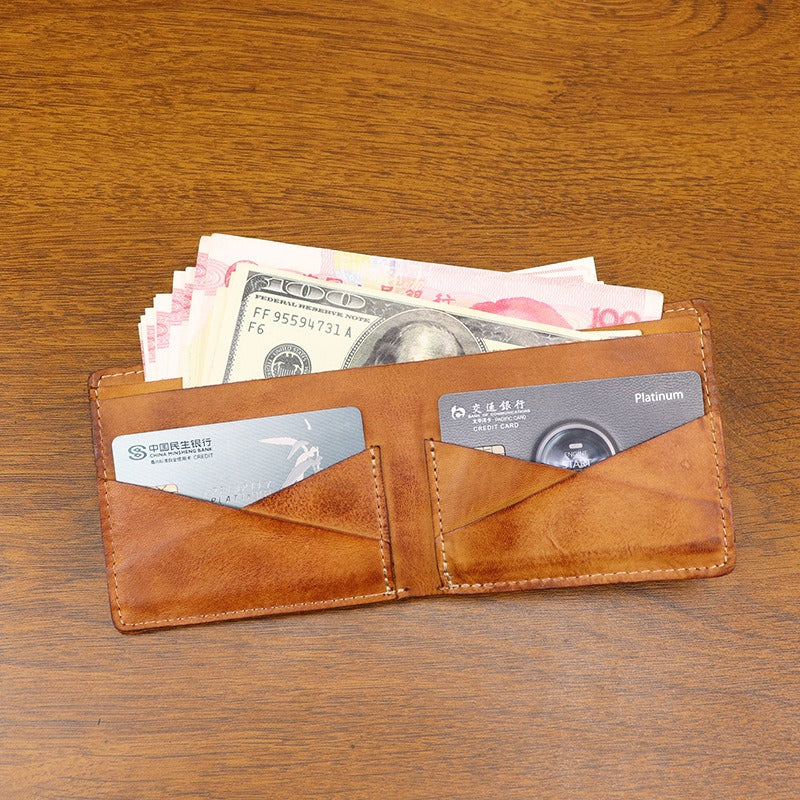 Retro Handmade Leather Short Wallet