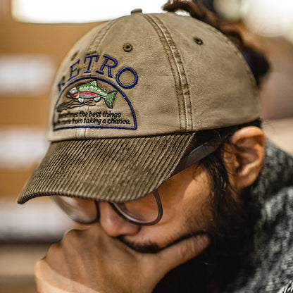 Retro Corduroy Embroidered Baseball Cap Flip Hat Adjustable Hat