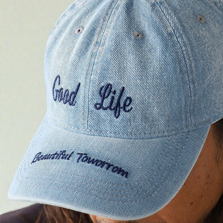 Retro Denim Flip Hat Beret Casual Cap Adjustable Hat