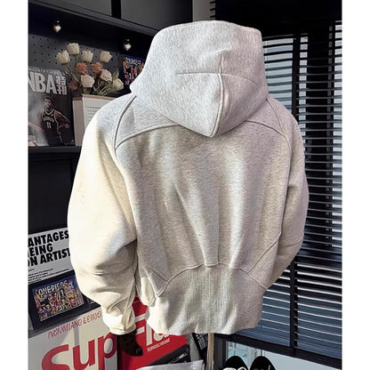Retro Half Zipper Hood Outwear