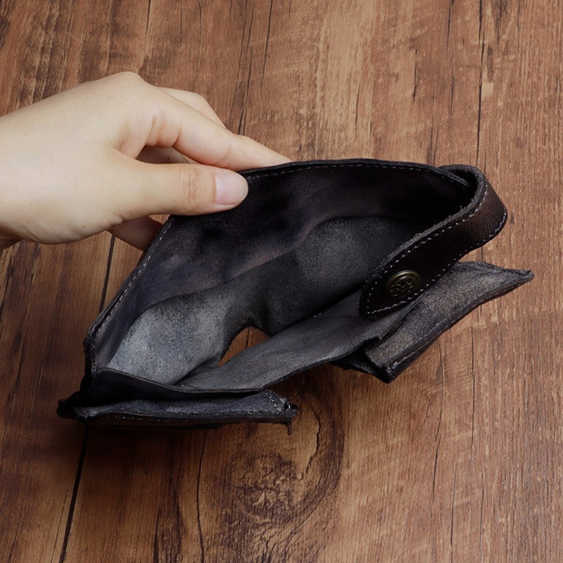 Retro Handmade Leather Zipper Card Wallets