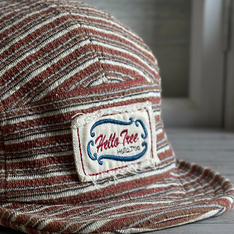 Retro Striped Knitted Flip Hat Beret Casual Cap Adjustable Hat