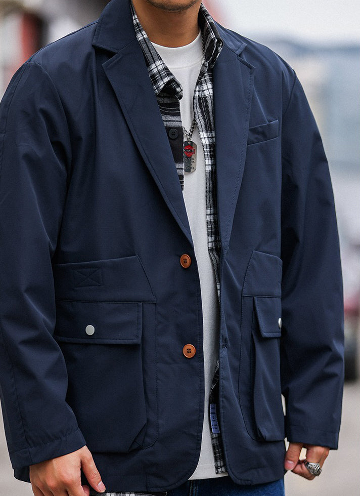 Retro Casual Blazer Functional Work Jacket