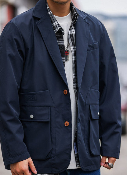 Retro Casual Blazer Functional Work Jacket
