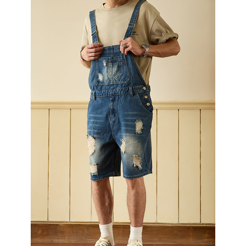 Retro Style Denim Multi-Pocket Overall Cargo Pants