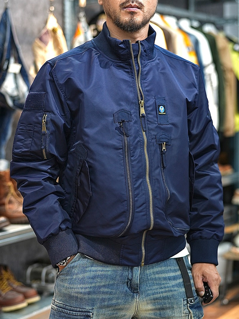 Retro Bomber Jacket Windproof Motorcycle Workwear Jacket