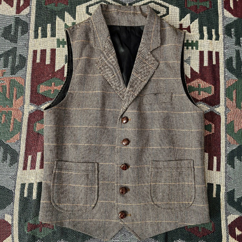 Retro Large Size Wool Herringbone Waistcoats