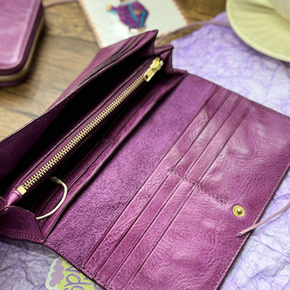 Retro Handmade Leather Purple Wallets Card Holders