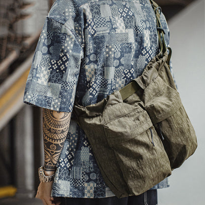 Retro Camouflage Nylon Pilot Helmet Bag Large Capacity Crossbody Bag Handbag