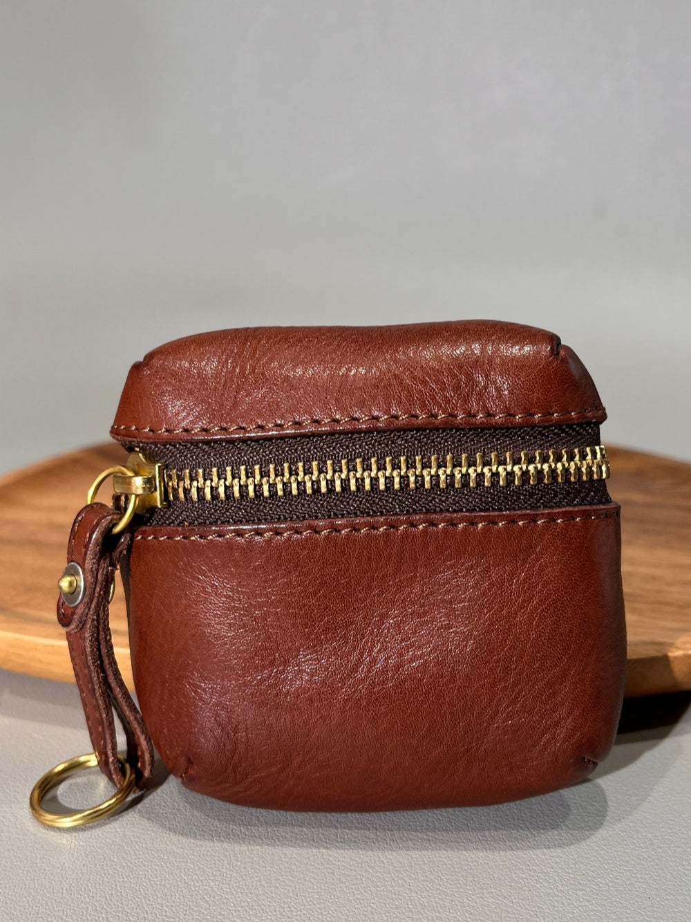 Retro Handmade Leather Coin Wallet Earphone Bag