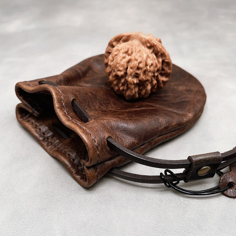 Retro Handmade Leather Coin Bag Storage Bag