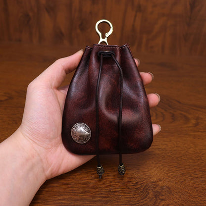 Retro Handmade Leather Coin Bag Storage Bag