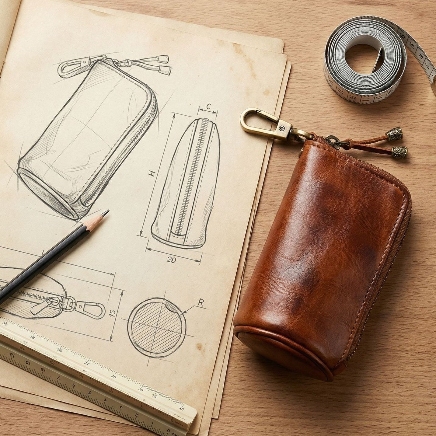 Retro Handmade Leather Key Bags Waist Bags