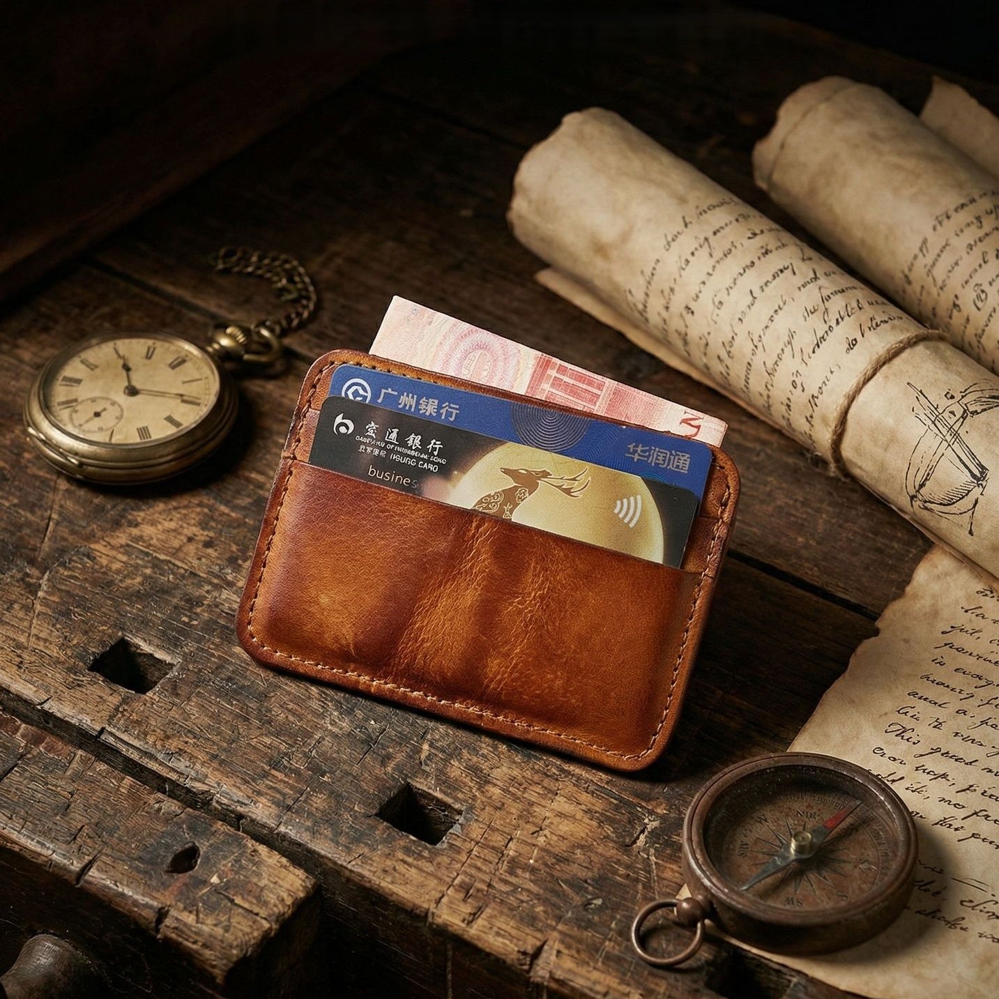 Retro Handmade Leather Card Wallets
