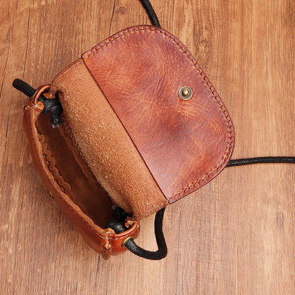 Retro Handmade Leather Card Wallets Mini Crossbody Bags