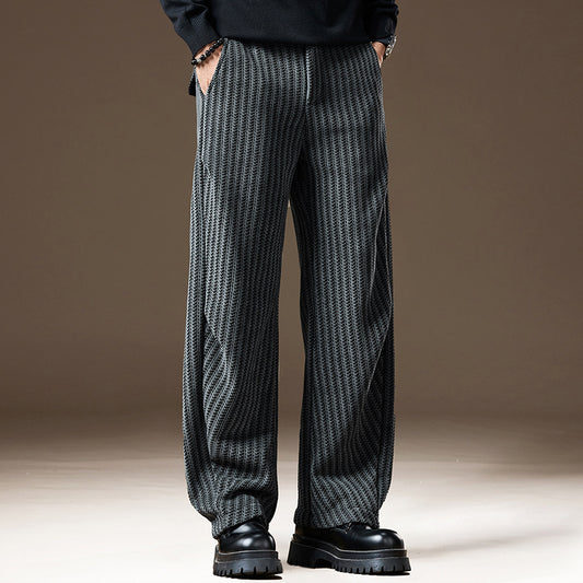 Large Size Retro Casual Striped Pants