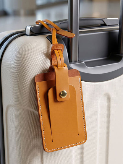 Retro Top-grain Cowhide Luggage Tag Card Holders