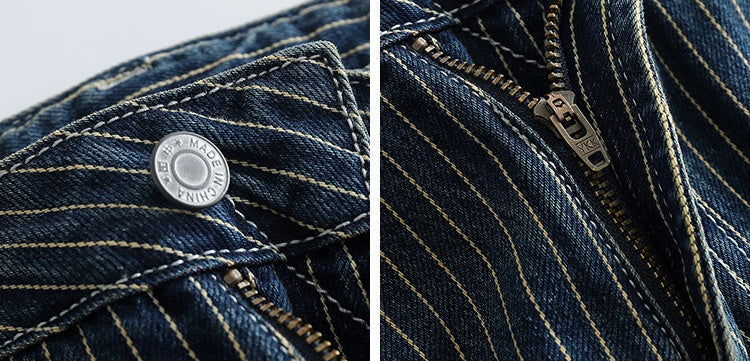 Vintage Slim Fit Denim Striped Casual Jeans Pants
