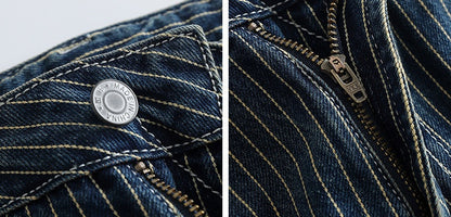 Vintage Slim Fit Denim Striped Casual Jeans Pants