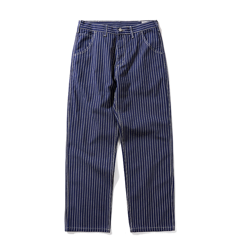 Retro Striped Denim Workwear Pants