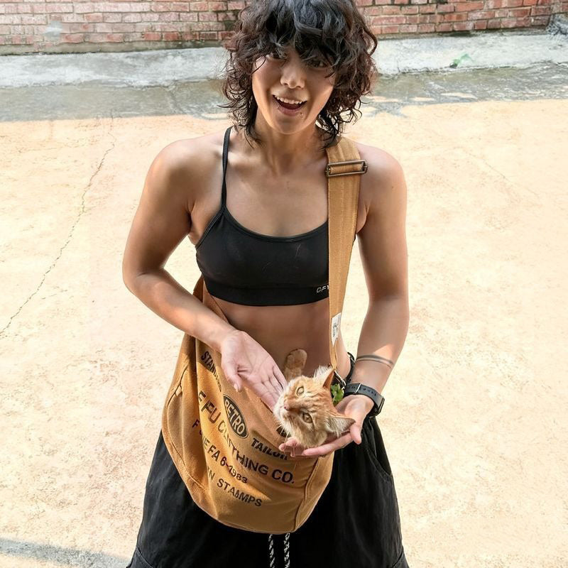 Retro Khaki Canvas Crossbody Bag Messenger Bag