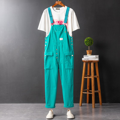 Retro Style Casual Multi-Pocket Overall Cargo Pants