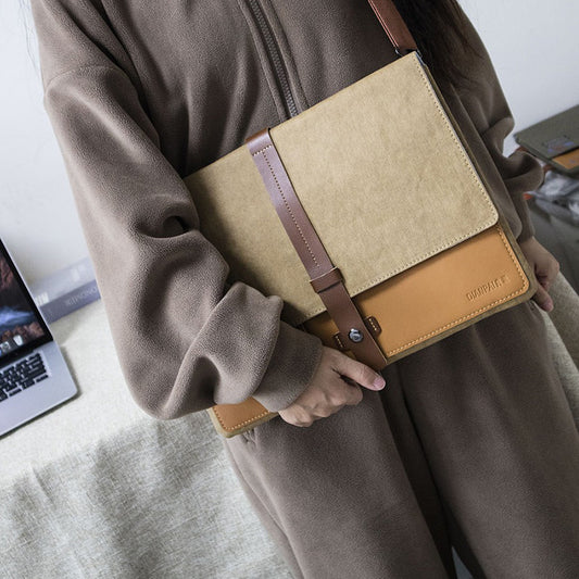 Retro Kraft Paper Multi-pockets Laptop Bags
