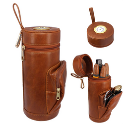 Upgrade Cedar Wood Lined Portable Travel Leather Cigar Humidor Case with Pocket,Easily Carry Lighter and Cutter