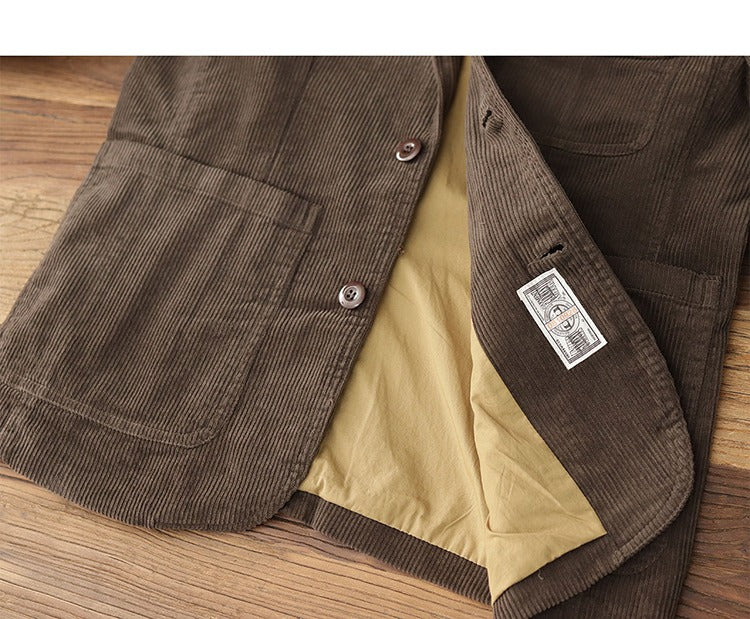 Retro Corduroy Casual Suit Outwear