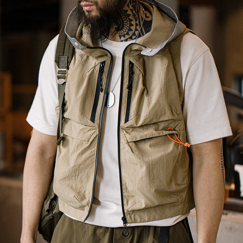 Retro Unisex Urban Outdoor Hood Vest