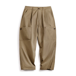 Retro Multi-pocket Loose Straight Khaki Wide-leg Pants