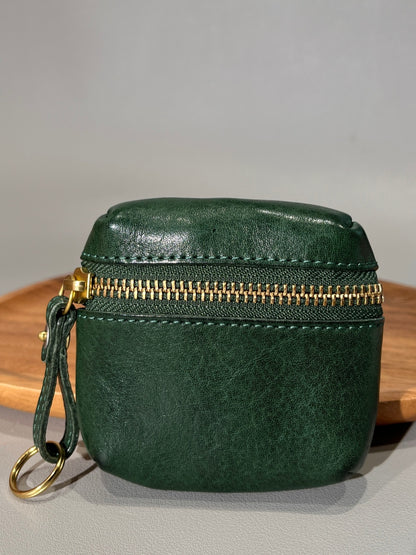 Retro Handmade Leather Coin Wallet Earphone Bag
