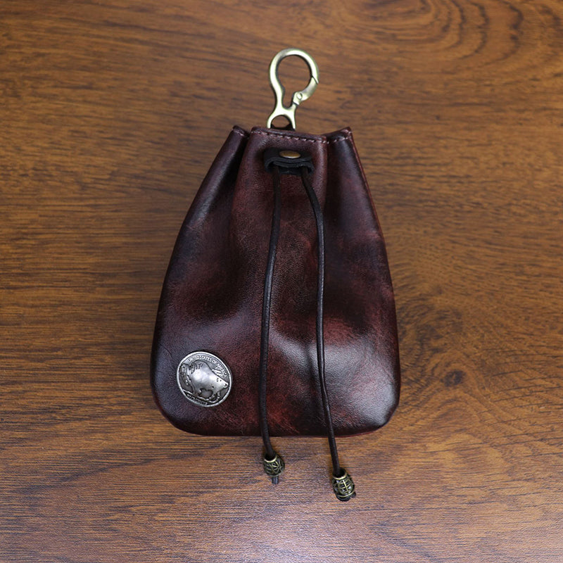 Retro Handmade Leather Coin Bag Storage Bag