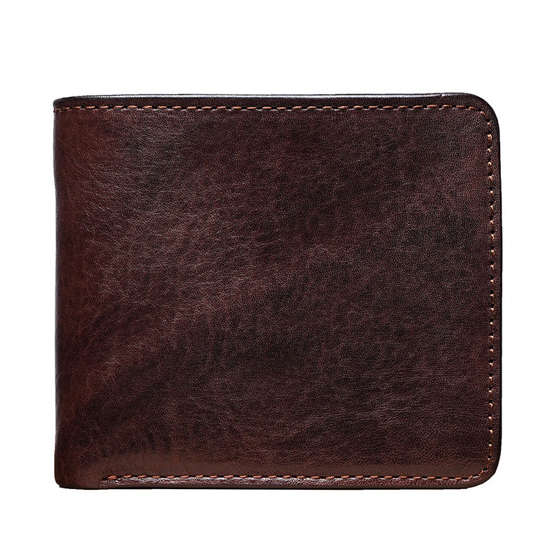 Retro Tanned Leather Folding Multi-card Slot Wallet