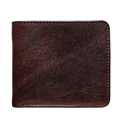 Retro Tanned Leather Folding Multi-card Slot Wallet