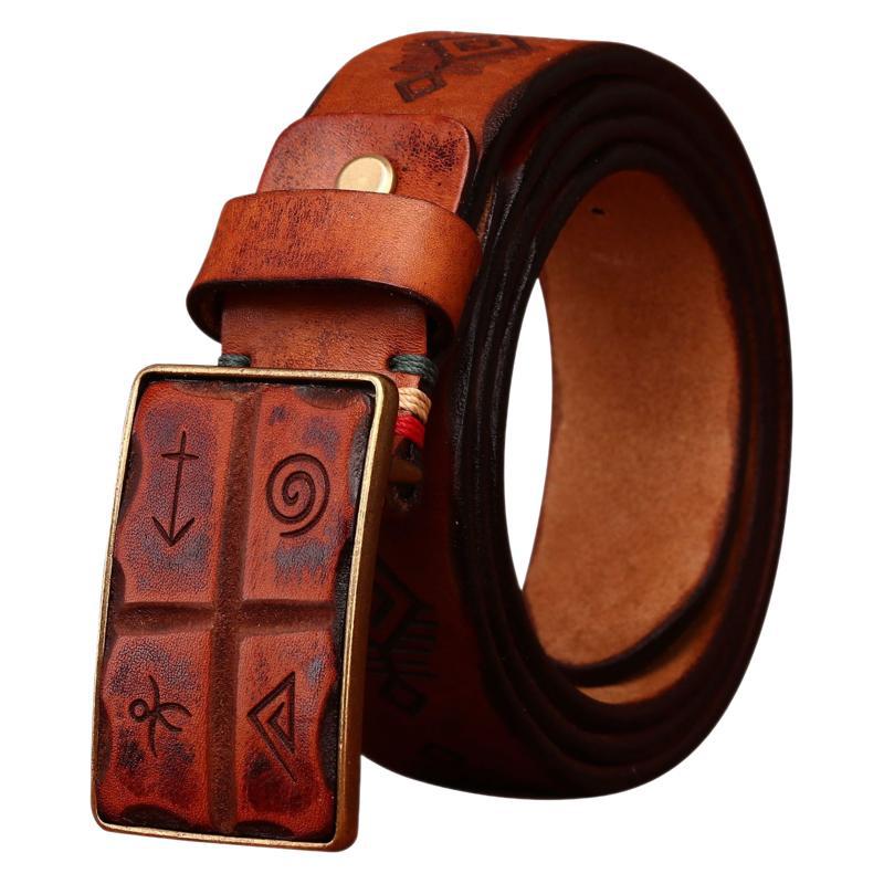 Retro Hand-carved Pattern Leather Belt