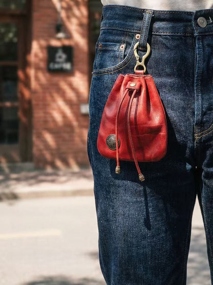 Retro Handmade Leather Coin Bag Storage Bag
