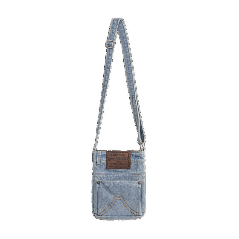 Retro Washed Blue Denim Shoulder Crossbody Bag