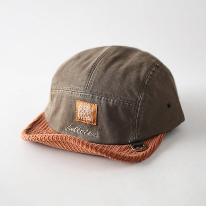 Corduroy Retro Flip Hat Beret Casual Cap Adjustable Hat