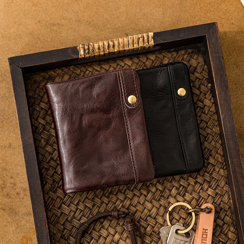 Retro Handmade Leather Card Holders Short Wallet