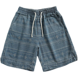 Men's Washed Denim Drawstring Elastic Waist Shorts