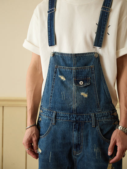 Retro Style Denim Multi-Pocket Overall Cargo Pants