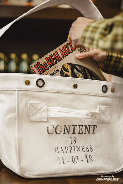 Retro Motorcycle Messenger Newsboy Bag Canvas Crossbody Bag