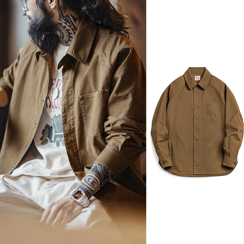 Vintage Printed Shirt Maillard Western Denim Shirt Pure Cotton Long Sleeve Jacket