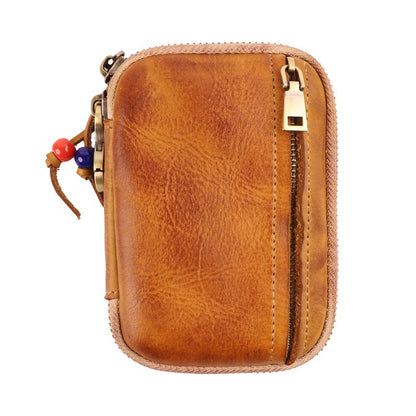 Retro Handmade Leather Zipper Card Wallet