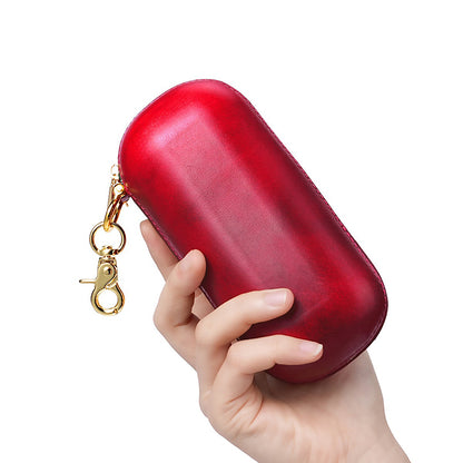 Retro Leather Zipper Glasses Case