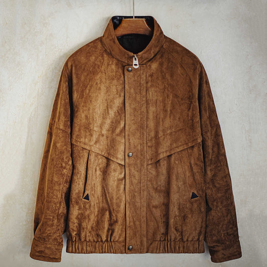 Retro Suede Jacket Stand Collar Short Maillard Jacket